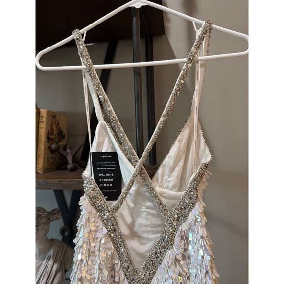 retrofete Ivana Sequin Rhinestone Mini Dress White & Silver Womens Size XS - Picture 15 of 16